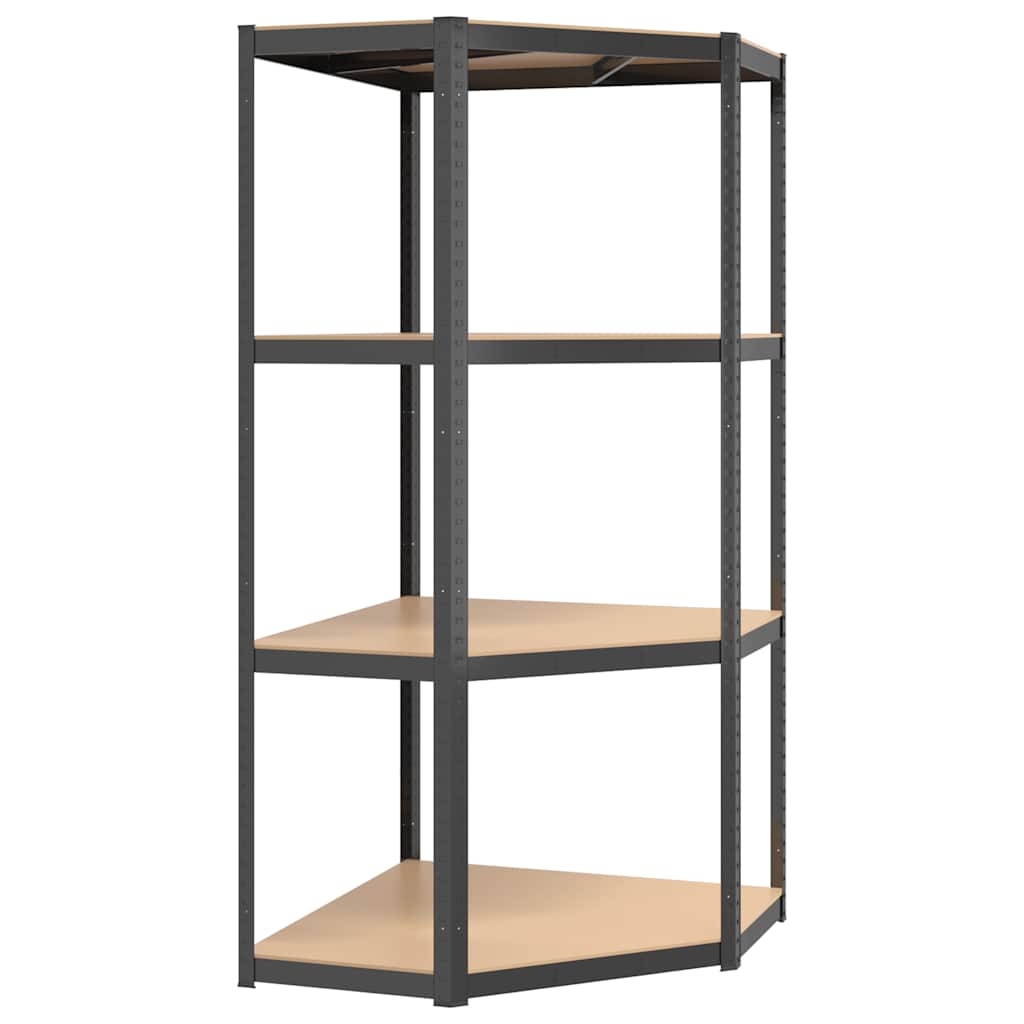 VIDAXL-LAGERREGAL 4-LAYER-STAHL und verarbeiteter Holz anthrazitfarben