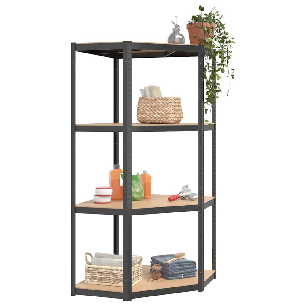 VIDAXL-LAGERREGAL 4-LAYER-STAHL und verarbeiteter Holz anthrazitfarben