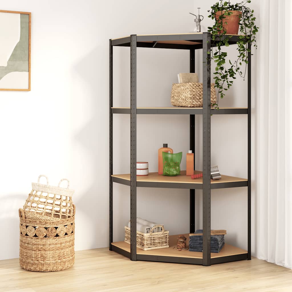 VIDAXL-LAGERREGAL 4-LAYER-STAHL und verarbeiteter Holz anthrazitfarben
