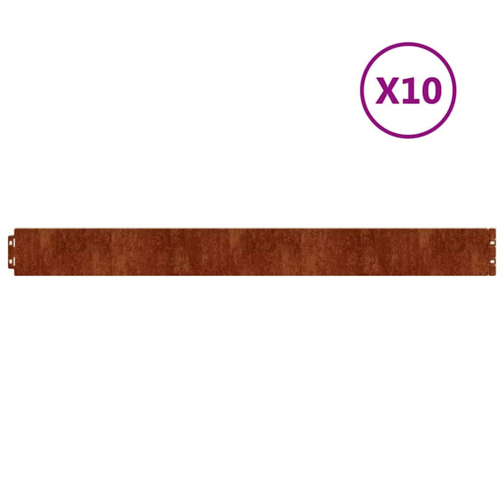 VidaXL Rasenkanten, 10 Stück, 10 x 103 cm, flexibler Cortenstahl