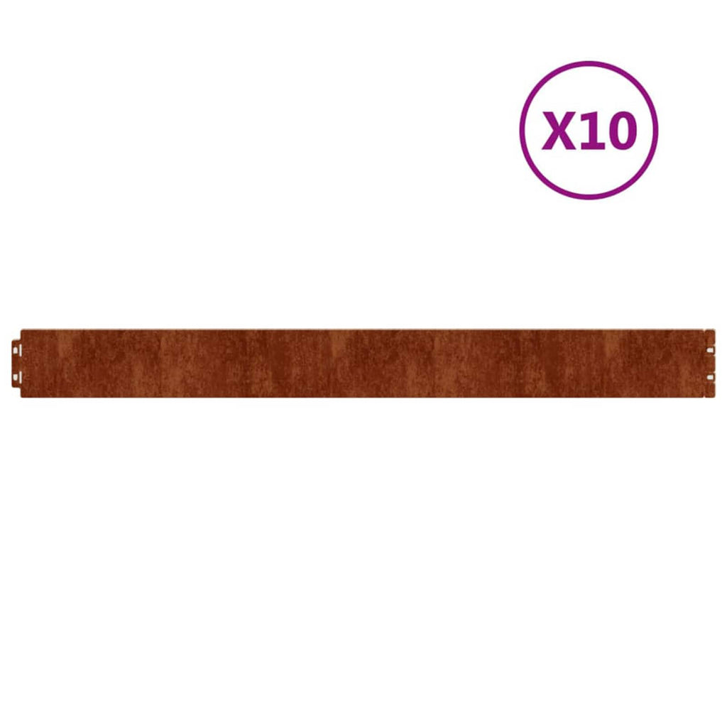 VidaXL Rasenkanten, 10 Stück, 10 x 103 cm, flexibler Cortenstahl