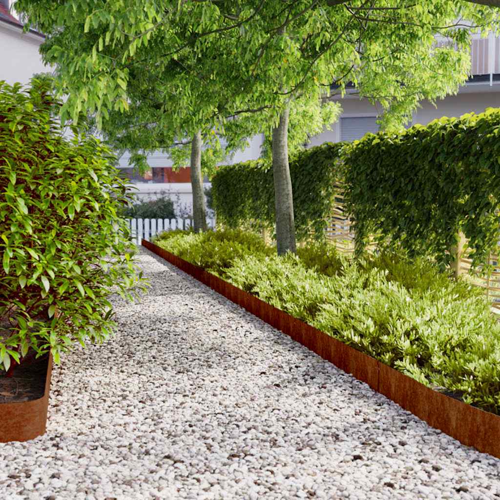 Vidaxl gazonranden 10 stuks 15x103 cm flexibel cortenstaal