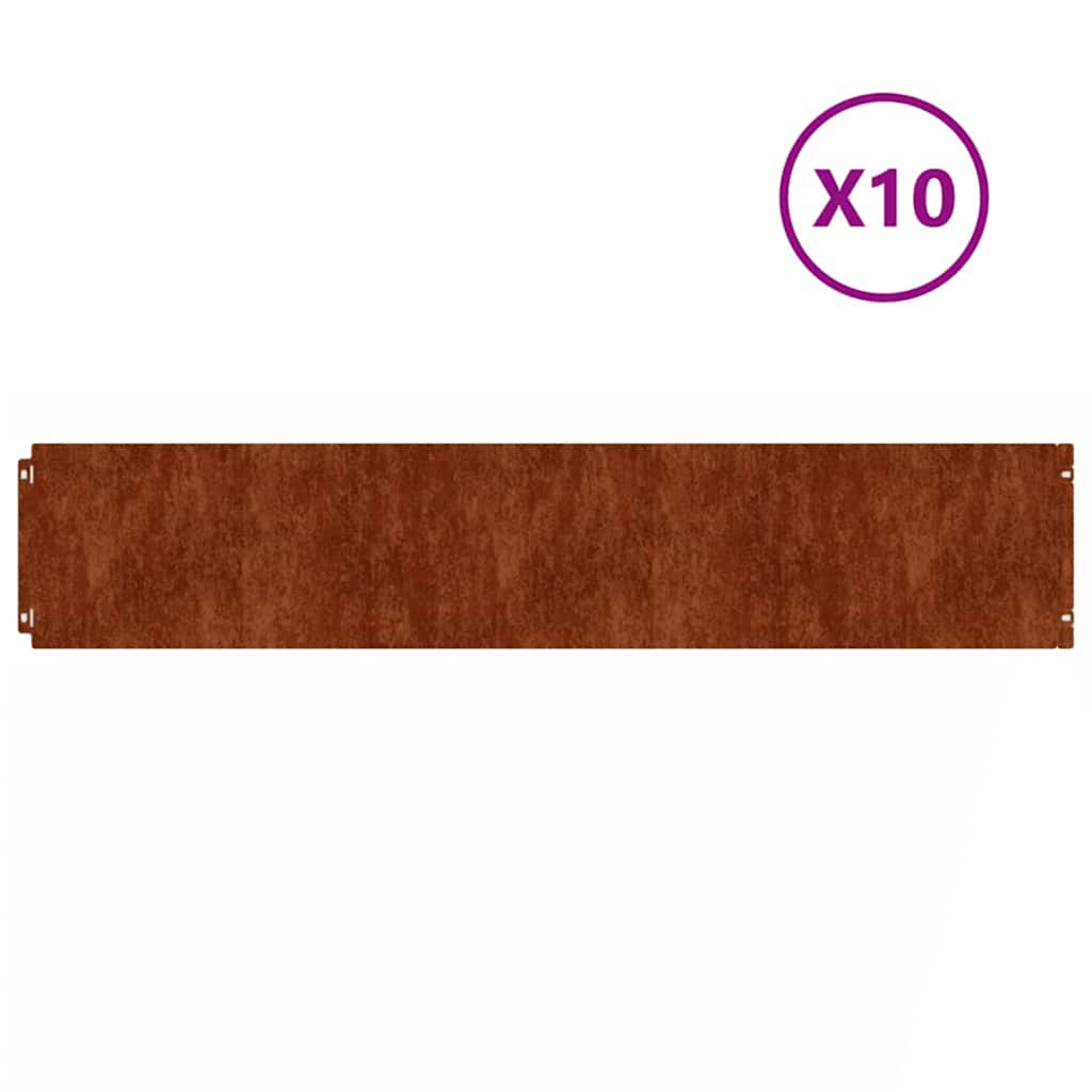 Vidaxx - Rasenkanten, 10-teilig, 20 x 103 cm, flexibler Cortenstahl
