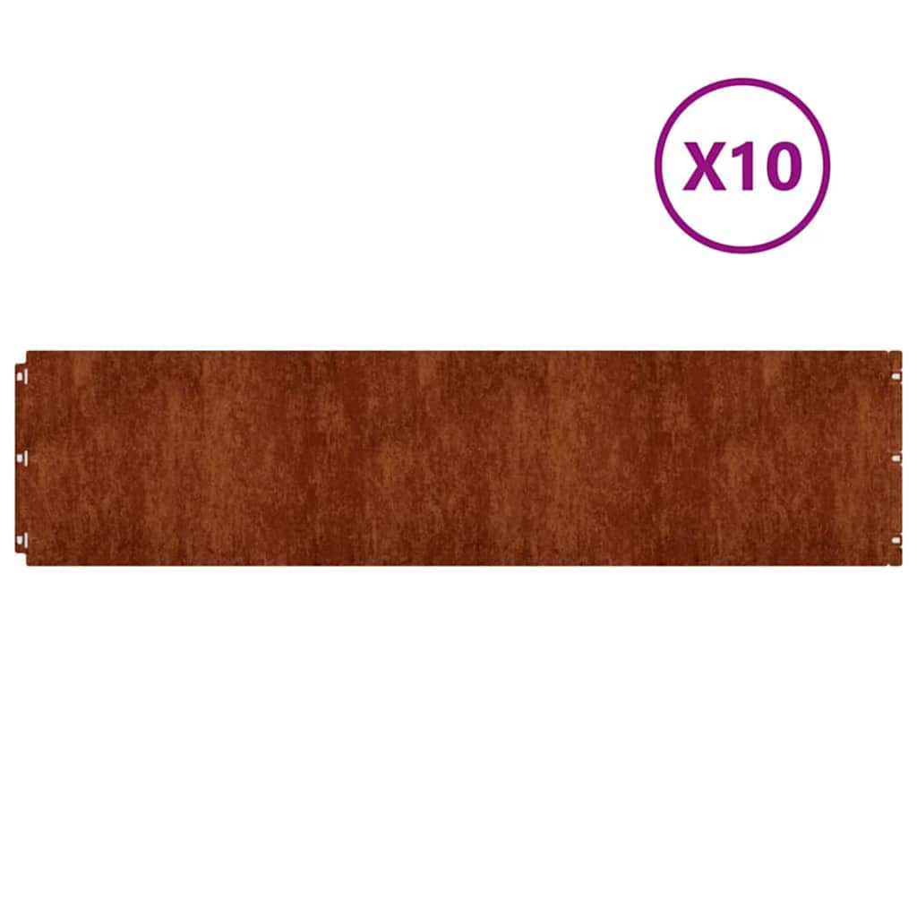 Vidaxx - Rasenkanten, 10-teilig, 25 x 103 cm, flexibler Cortenstahl