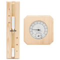 VidaXL Sauna-Set 2-in-1 Hygrothermograph und Sanduhr aus massivem Kiefernholz