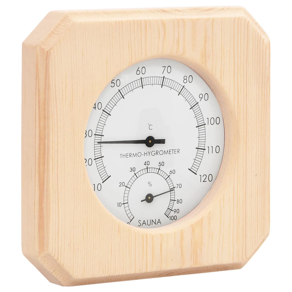 VidaXL Sauna-Set 2-in-1 Hygrothermograph und Sanduhr aus massivem Kiefernholz