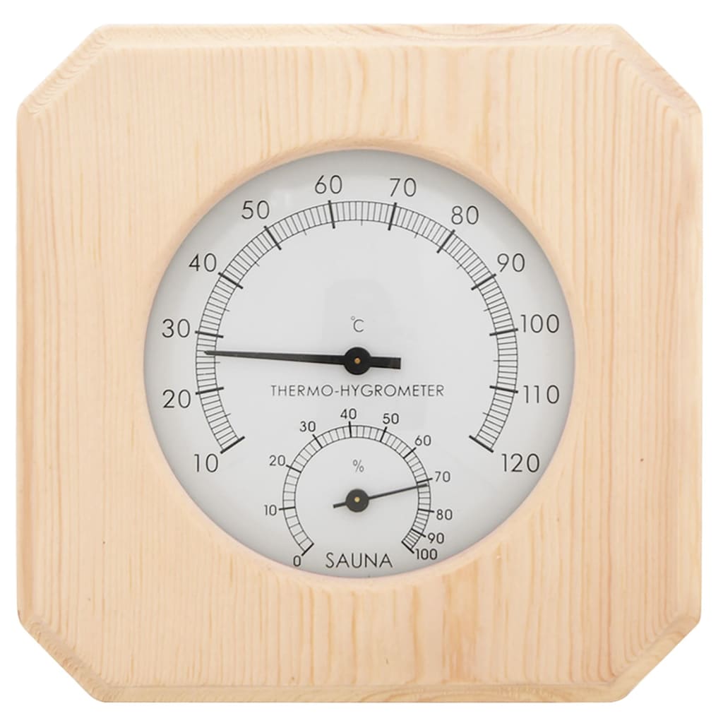 VidaXL Sauna-Set 2-in-1 Hygrothermograph und Sanduhr aus massivem Kiefernholz