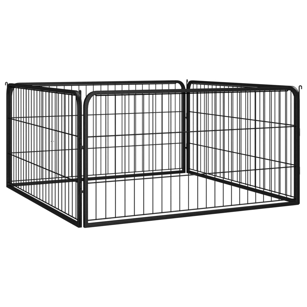 VidaXL -Hund Kennel 4 Panele 100x50 cm Pulver -Stahlschwarz