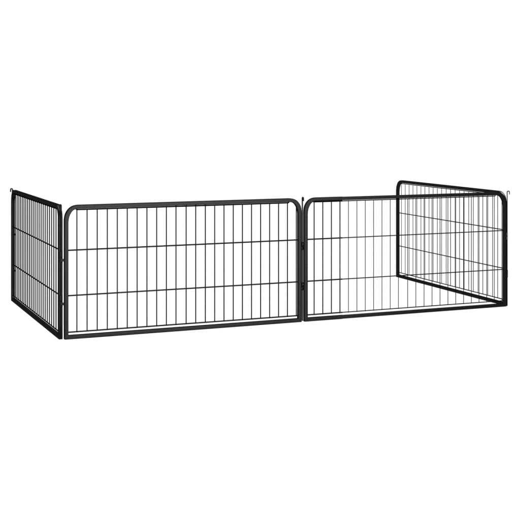 VidaXL -Hund Kennel 4 Panele 100x50 cm Pulver -Stahlschwarz