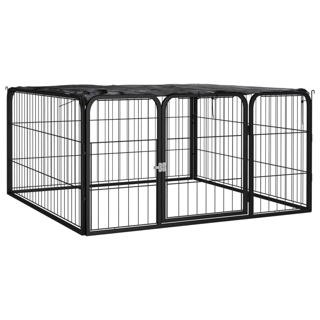 VidaXL -Hund Kennel 4 Panele 100x50 cm Pulver -Stahlschwarz