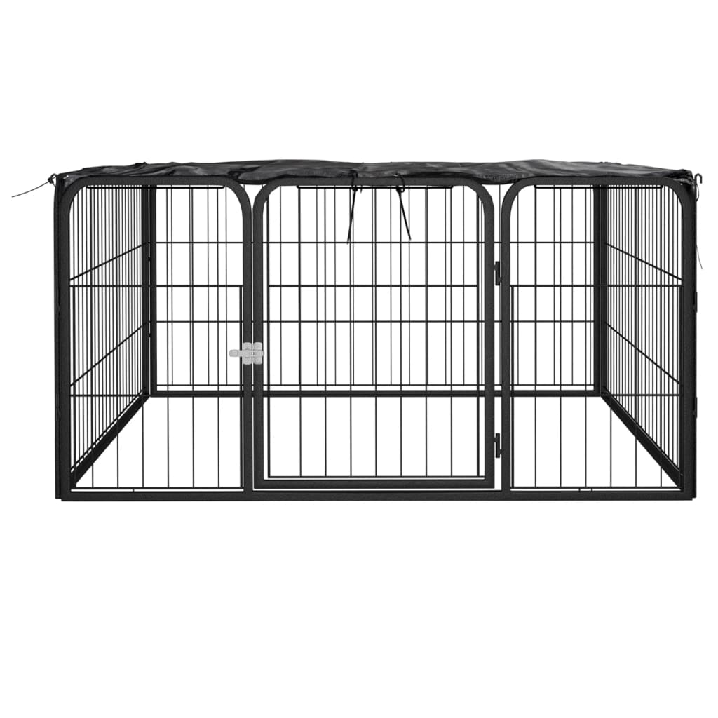 VidaXL -Hund Kennel 4 Panele 100x50 cm Pulver -Stahlschwarz