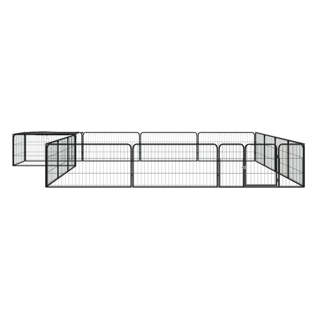 Vidaxl hondenkennel 16 panelen 100x50 cm gepoedercoat staal zwart