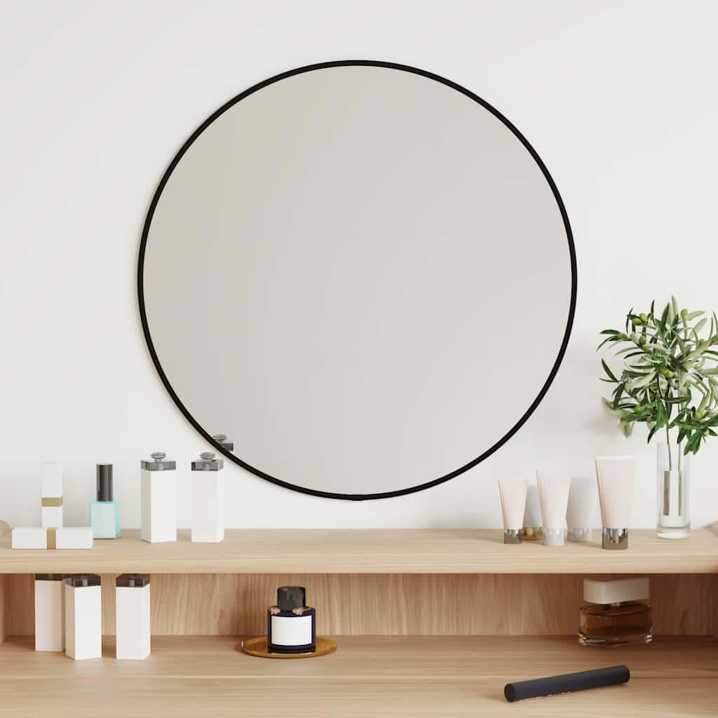 VidaXL Wandspiegel rund ø50 cm Schwarz