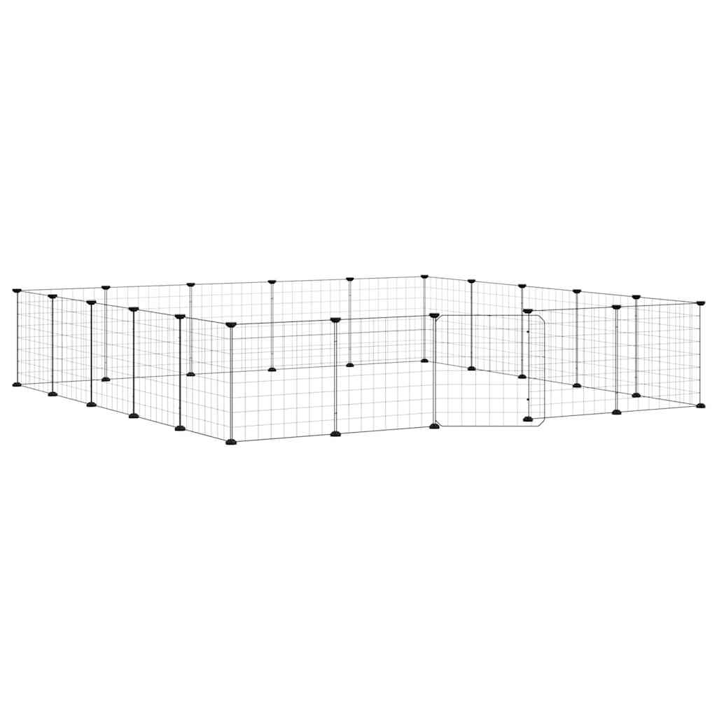 Vidaxl huisdierenkooi met deur 20 panelen 175x175x35 cm staal zwart