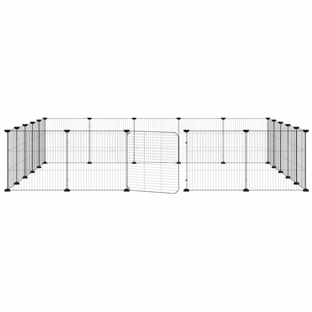 Vidaxl huisdierenkooi met deur 20 panelen 175x175x35 cm staal zwart