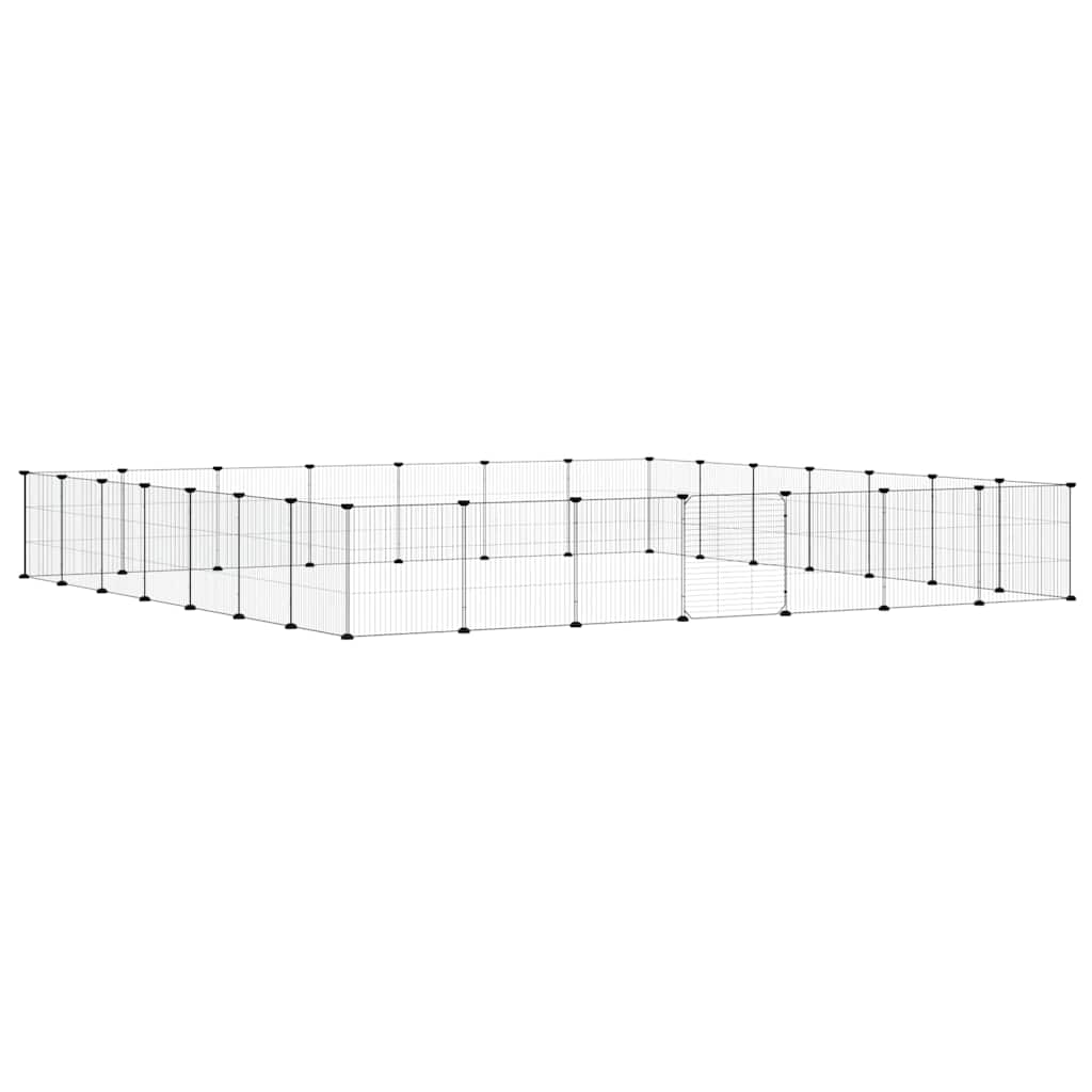 Vidaxl huisdierenkooi met deur 28 panelen 35x35 cm staal zwart