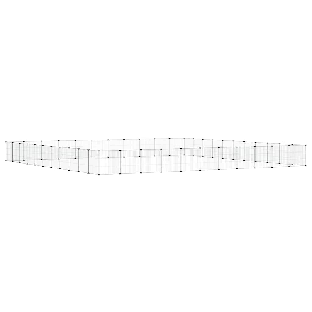 Vidaxl huisdierenkooi met deur 44 panelen 385x385x35 cm staal zwart