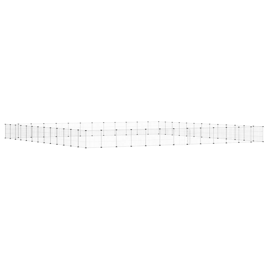 Vidaxl huisdierenkooi met deur 52 panelen 455x455x35 cm staal zwart