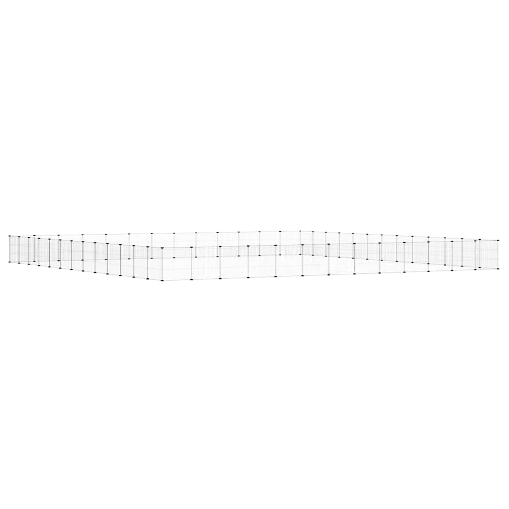 Vidaxl huisdierenkooi met deur 52 panelen 35x35 cm staal zwart
