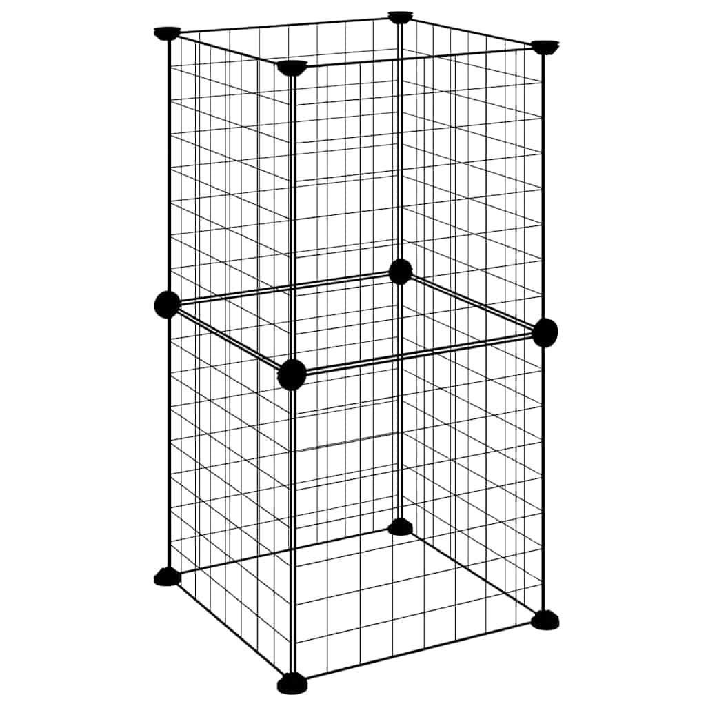 VidaXL Haustierkäfig mit 8 Paneelen, 35 x 35 cm, Stahl, Schwarz
