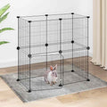 Vidaxl huisdierenkooi met deur 12 panelen 35x35 cm staal zwart
