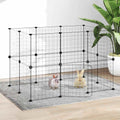 Vidaxl huisdierenkooi met deur 20 panelen 35x35 cm staal zwart
