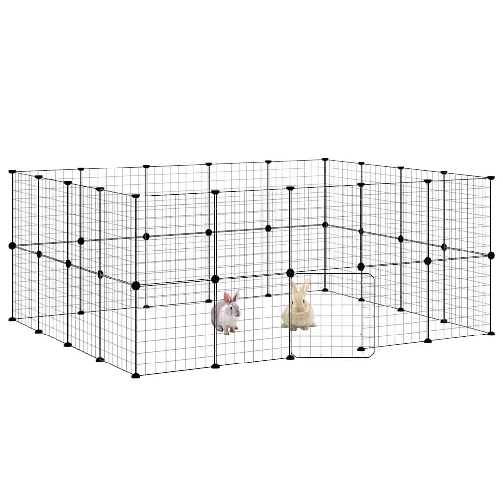 Vidaxl huisdierenkooi met deur 36 panelen 35x35 cm staal zwart