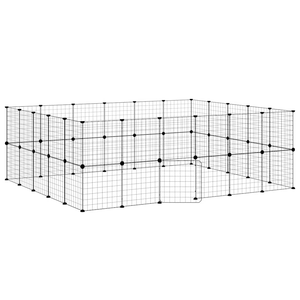 Vidaxl huisdierenkooi met deur 44 panelen 35x35 cm staal zwart