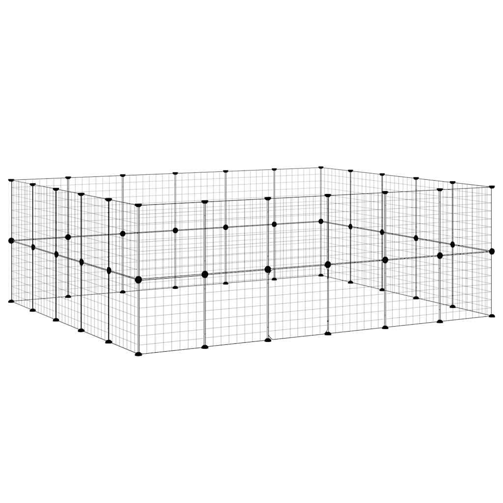 Vidaxl huisdierenkooi met deur 44 panelen 210x175x70 cm staal zwart