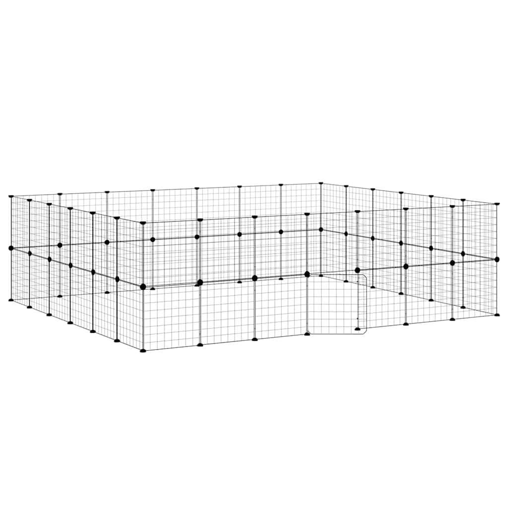 Vidaxl huisdierenkooi met deur 52 panelen 245x210x70 cm staal zwart
