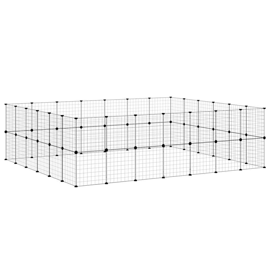 Vidaxl huisdierenkooi met deur 52 panelen 245x210x70 cm staal zwart