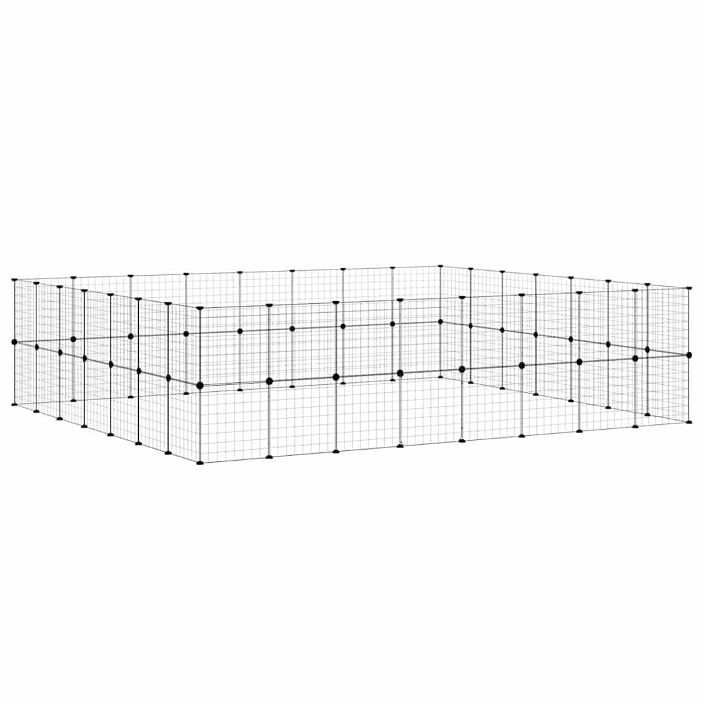 Vidaxl huisdierenkooi met deur 60 panelen 280x245x70 cm staal zwart