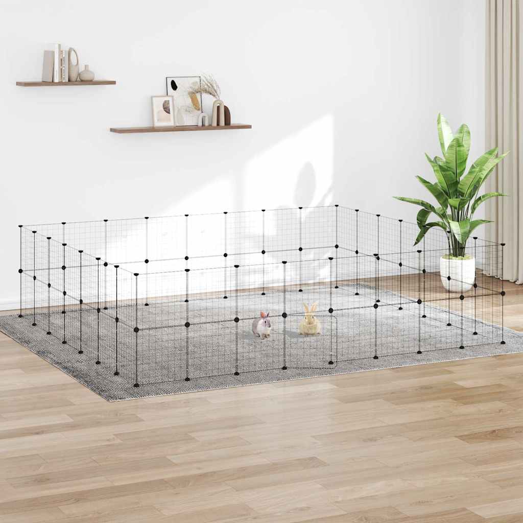 Vidaxl huisdierenkooi met deur 60 panelen 280x245x70 cm staal zwart