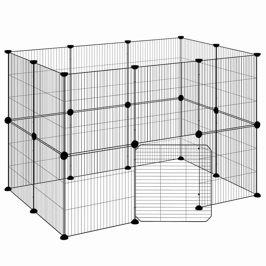 Vidaxl huisdierenkooi met deur 20 panelen 105x70x70 cm staal zwart