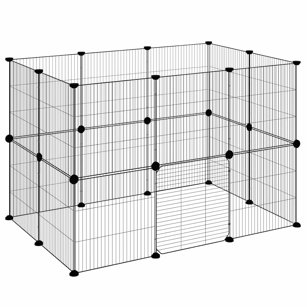 Vidaxl huisdierenkooi met deur 20 panelen 105x70x70 cm staal zwart