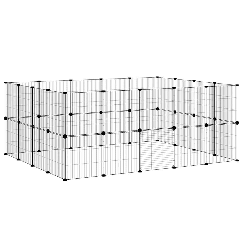 Vidaxl huisdierenkooi met deur 36 panelen 175x140x70 cm staal zwart