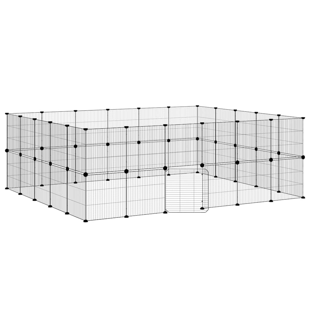 Vidaxl huisdierenkooi met deur 44 panelen 210x175x70 cm staal zwart