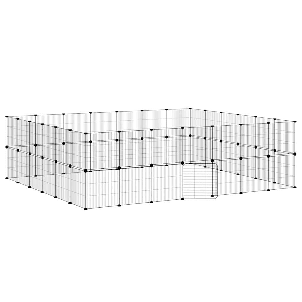 Vidaxl huisdierenkooi met deur 52 panelen 245x210x70 cm staal zwart