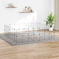 Vidaxl huisdierenkooi met deur 52 panelen 35x35 cm staal zwart