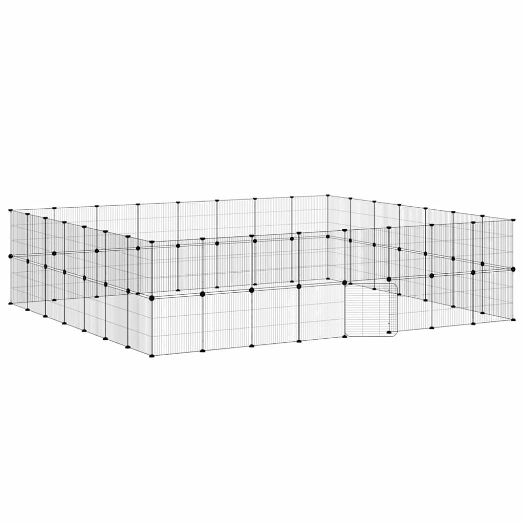 Vidaxl huisdierenkooi met deur 60 panelen 35x35 cm staal zwart