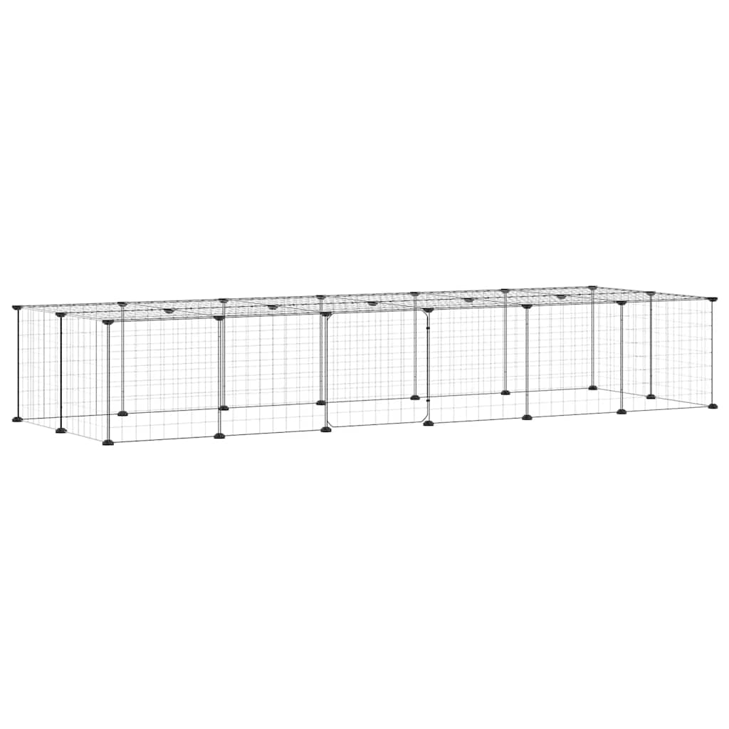 Vidaxl huisdierenkooi met deur 28 panelen 35x35 cm staal zwart