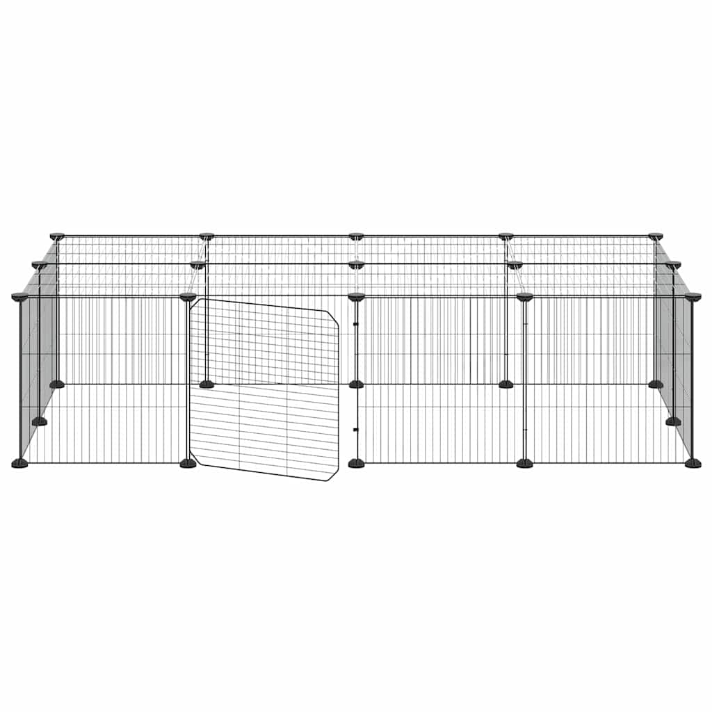 Vidaxl huisdierenkooi met deur 20 panelen 140x70x35 cm staal zwart