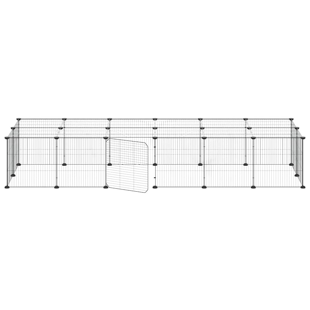 Vidaxl huisdierenkooi met deur 28 panelen 210x70x35 cm staal zwart
