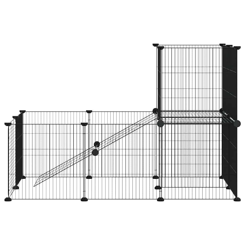 Vidaxl huisdierenkooi met deur 20 panelen 105x70x70 cm staal zwart