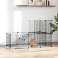 Vidaxl huisdierenkooi met deur 20 panelen 35x35 cm staal zwart
