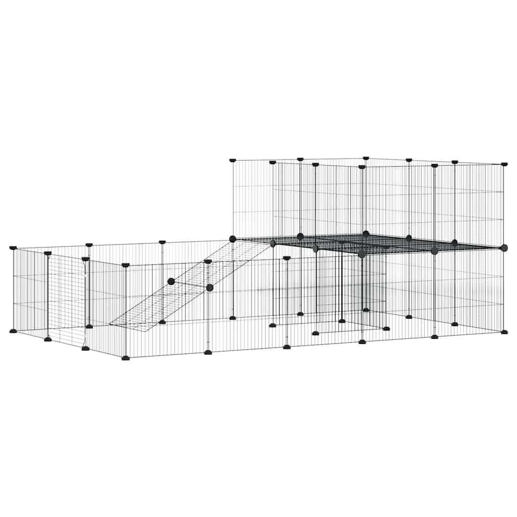 Vidaxl huisdierenkooi met deur 36 panelen 35x35 cm staal zwart