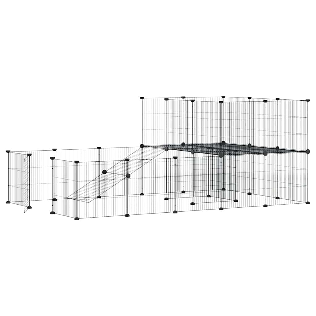 Vidaxl huisdierenkooi met deur 36 panelen 35x35 cm staal zwart