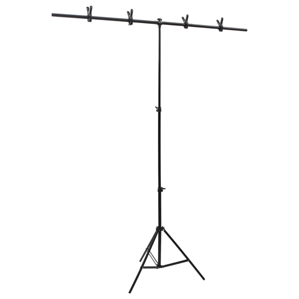 VidaXL Hintergrundständer T-förmig 151 x 60 x (70–200) cm Schwarz