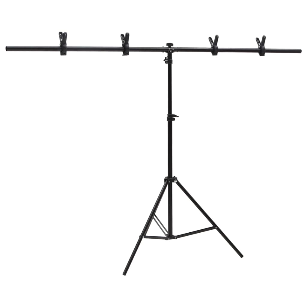 VidaXL Hintergrundständer T-förmig 151 x 60 x (70–200) cm Schwarz