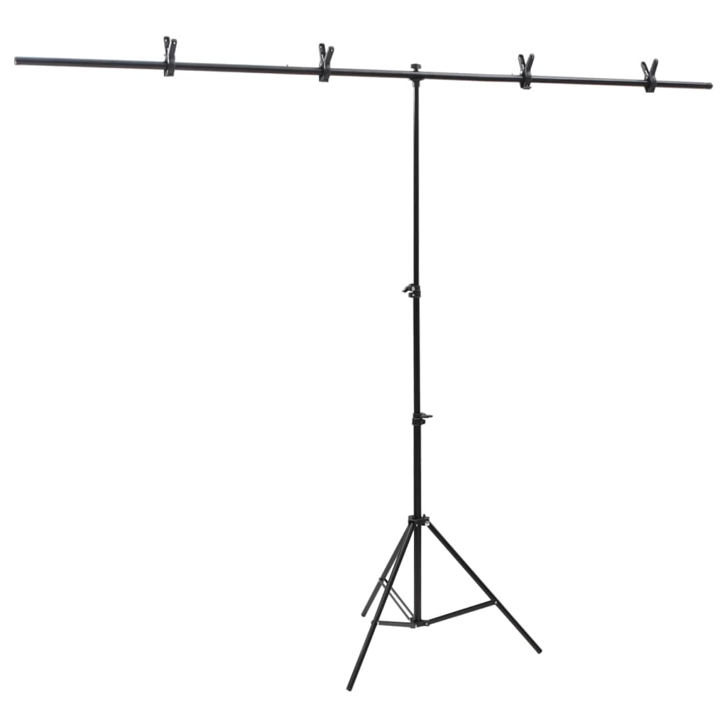 VidaXL Hintergrundständer T-förmig 201 x 60 x (70–200) cm Schwarz